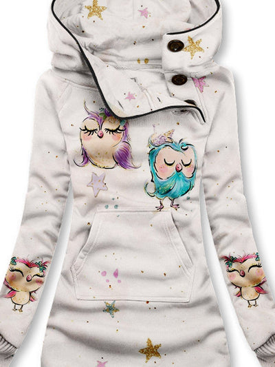Owl Star Art Print Casual Sweatshirt