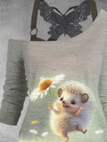 Women's Cute Hedgehog Art Design Two Piece Suit Top