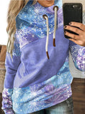 Women's Casual Floral Colorblock Casual Hoodie