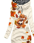 Women's Autumn And Winter Cute Fox Maple Leaf Casual Sweatshirt
