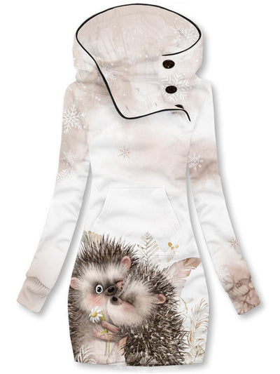 Women's Winter Hedgehog Snowflake Casual Sweatshirt