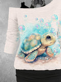Women's sea turtle Print Lace Tank Top Two-Piece Set