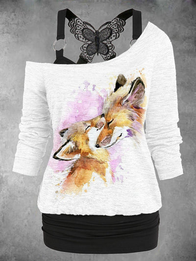 Women's Fox  Art Desig Two Piece Suit Top