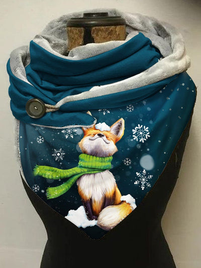 Winter Fox Snowflake Casual Scarf and Shawl