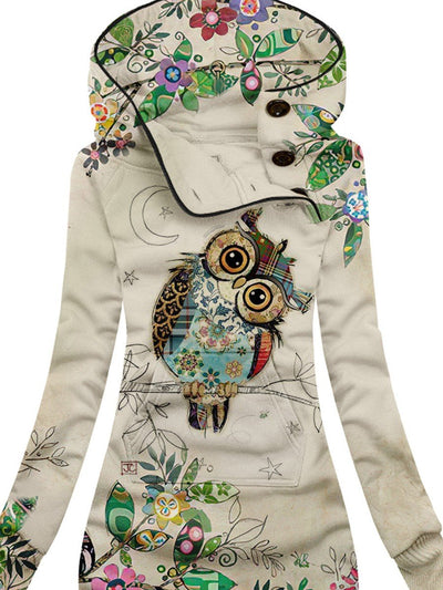 Women's Owl Art Print Casual Sweatshirt