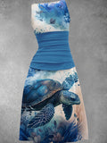 Women's Ocean Turtle Art Design Maxi Dress