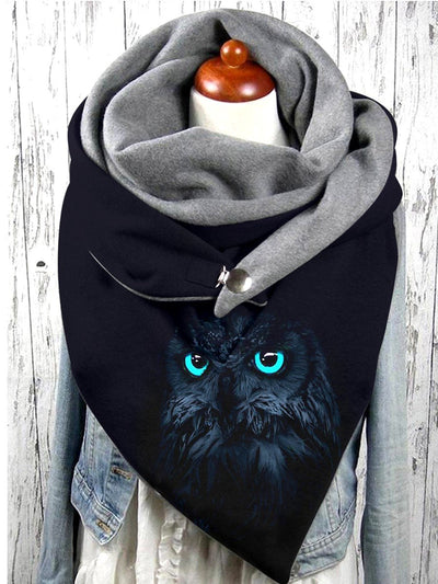 Women's Autumn And Winter Punk Owl Art Casual Scarf and Shawl