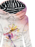 Women's Watercolor Art Dandelion Dragonfly Casual Sweatshirt
