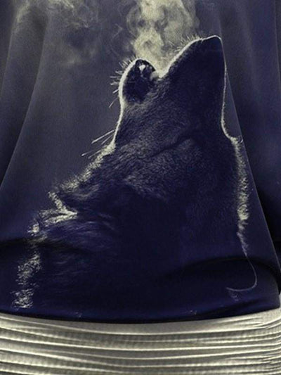Women's Wolf Art Print Dolman Sleeves T-Shirt