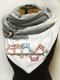 Owl Print Casual Scarf and Shawl
