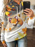 Women's Maple Leaf Fox Print Casual Sweatshirt