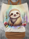 Women's Cute Sloth Art Design Two Piece Suit Top
