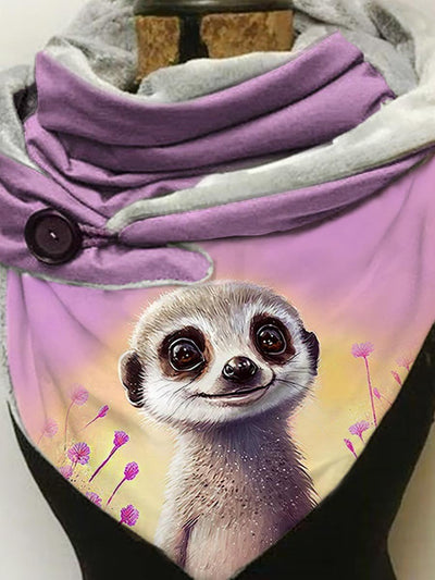 Sloth-print slouchy fleece scarf and shawl