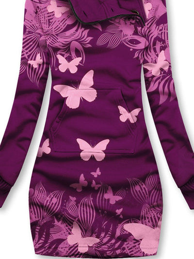 Butterfly Floral Casual Print Sweatshirt
