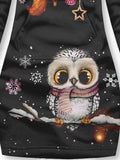 Winter Snowflake Owl Penguin Art Casual Print Scarf