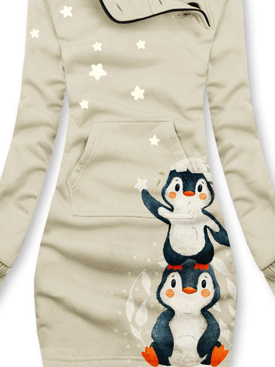 Penguin Star Casual Print Sweatshirt