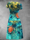 Women's Sea Turtle Artistic Casual Maxi Dress