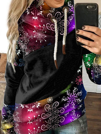 Women's Casual Floral Colorblock Casual Hoodie
