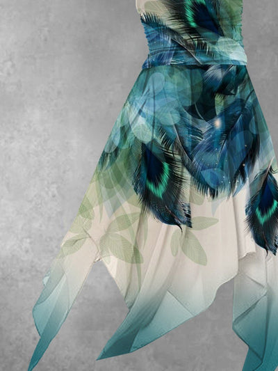 Women's Feather Artistic Design Maxi Dress