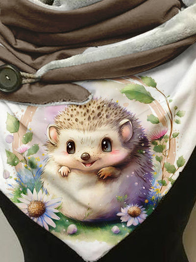 Cute Hedgehog Casual Print Scarf