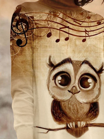 Women's Vintage Owl Note Casual Sweatshirt