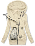 Women's Cute Penguin and Paws Casual Sweatjacken