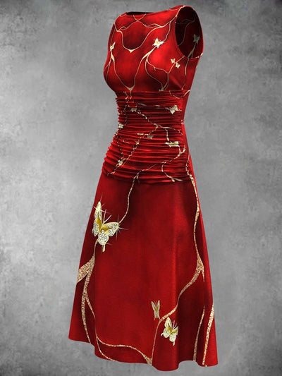 Women's Flower Artistic Design Butterfly Maxi Dress