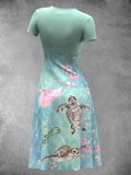 Women's Summer Turtle Vacation Art Design Maxi Dress