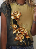 Vintage Gold Foil Butterfly Art Casual T-shirt