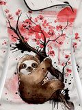Sakura Sloth Casual Print Sweatshirt