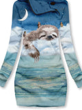 Cloud Sloth Art Casual Print Sweatshirt