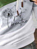 Women's Just Breathe Print Casual Sweatshirt