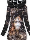 Women's Winter Wolf Art Print Casual Sweatshirt