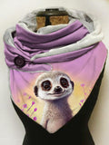 Sloth-print slouchy fleece scarf and shawl