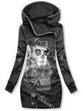 Winter Punk Skull Print Sweatshirt Dress