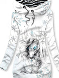 Women's Winter Horse Print Hugh Hoodie Sweatshirt