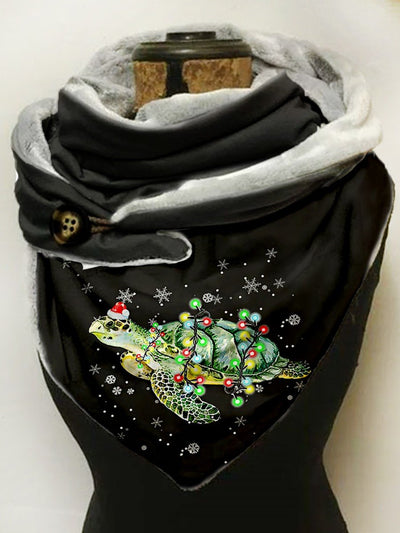 Casual Christmas Turtle Pattern Scarf and Shawl