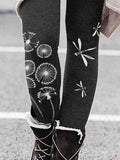 Women's Dandelion And Dragonfly Art Casual Tight Leggings