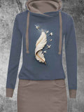 Women's Feather Casual Print Sweatshirt Dress