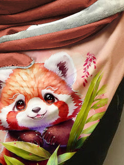 Cute Brown Panda Raccoon Casual Print Scarf