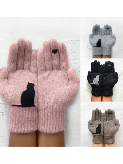 Woman Casual Warmer Knitted Gloves