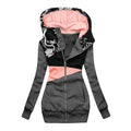 Women's Casual Jacket Hoodie Jacket Casual Streetwear Full Zip Print Street Daily Going out Outdoor Coat Cotton Regular Black Gray Navy Blue Spring Summer Single Breasted Hoodie Regular Fit S M L XL