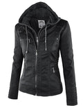 Women's Faux Leather Jacket Hoodie Jacket Basic Casual Casual Daily Coat White Black khaki Spring Fall Winter Zipper Hoodie Regular Fit S M L XL 2XL 3XL