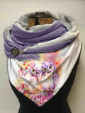 Women’s Owl Art Casual Wrap Scarf Purple / One-Size