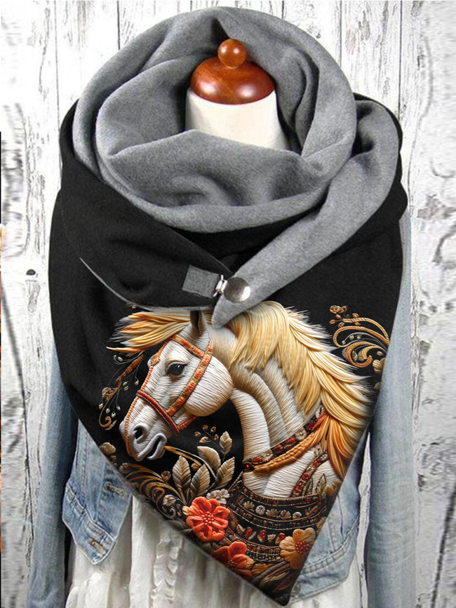 Flower Horse Casual Scarf and Shawl