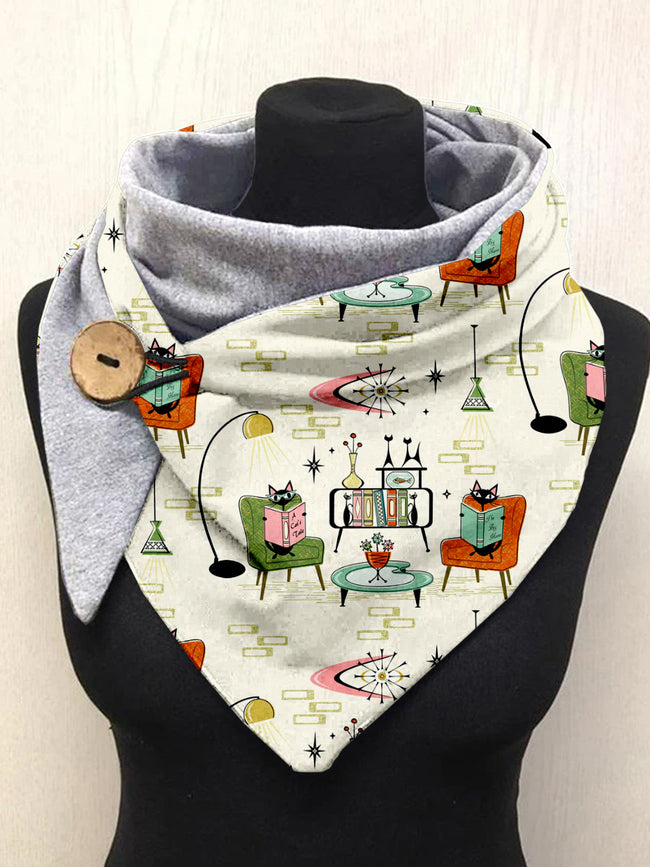 Funny Cat Print Casual Scarf Shawl