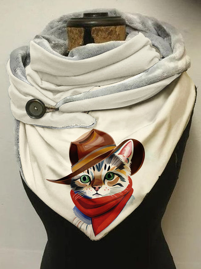 Western Cowboy Cat Casual Scarf Shawl