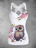 Women's Artistic Flower Owl Two-Piece Sets