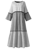 Women's Retro Striped Plaid Casual Dress