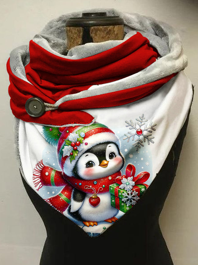 Christmas Penguin Animal Print Scarf And Shawl